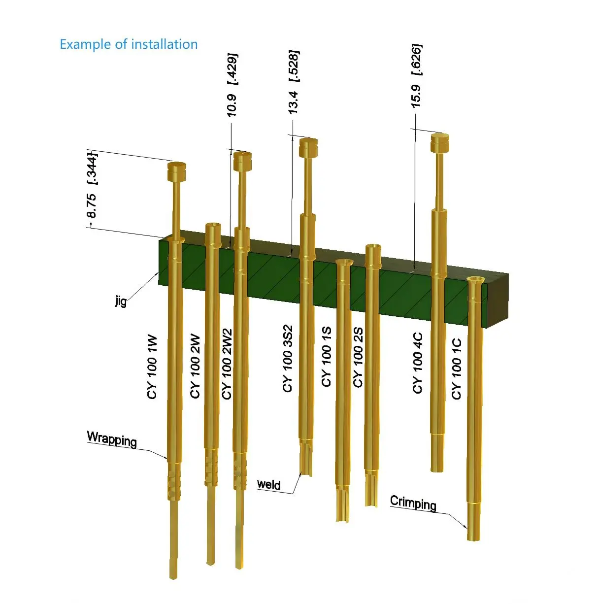 2mm needle standard stroke photovoltaic test probe Installation and usage instructions