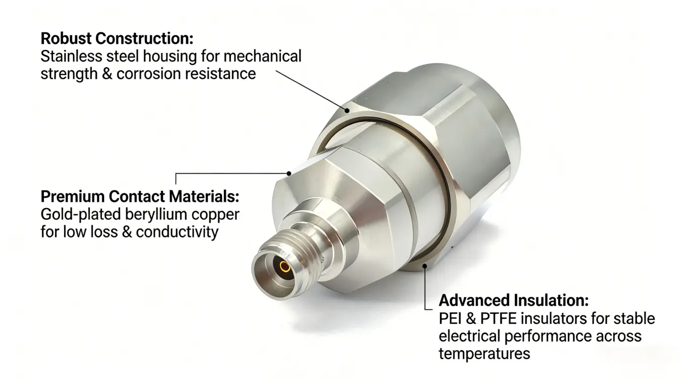 2.92mm female to N-type male adapter design features