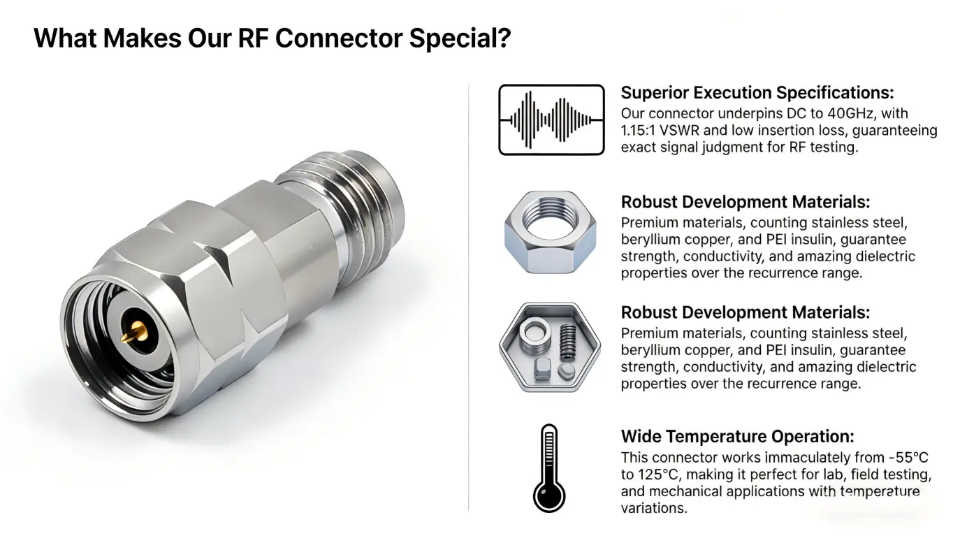 Features of the 2.4mm male to 2.92mm female adapter