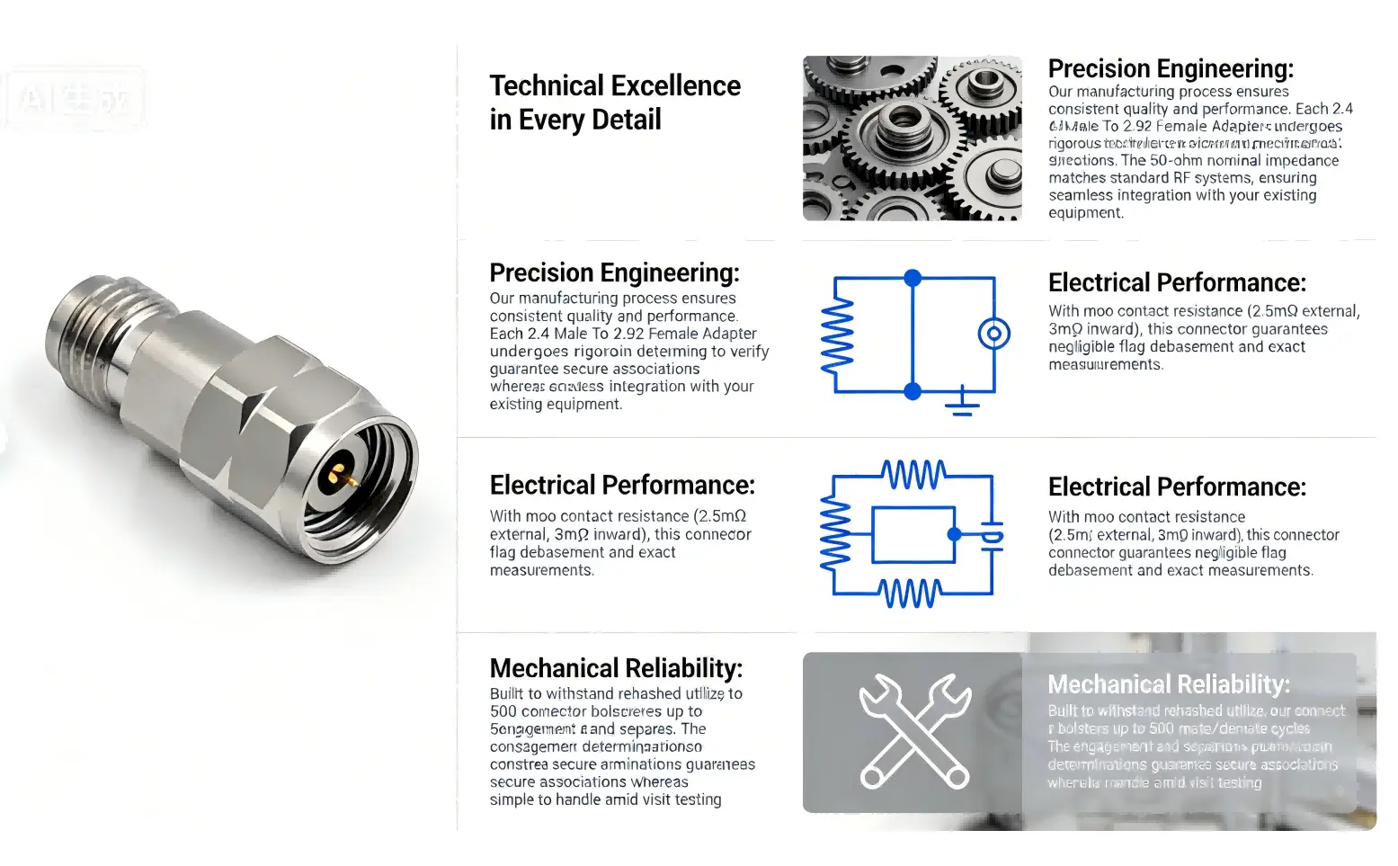 Technical advantages of the 2.4mm male to 2.92mm female adapter