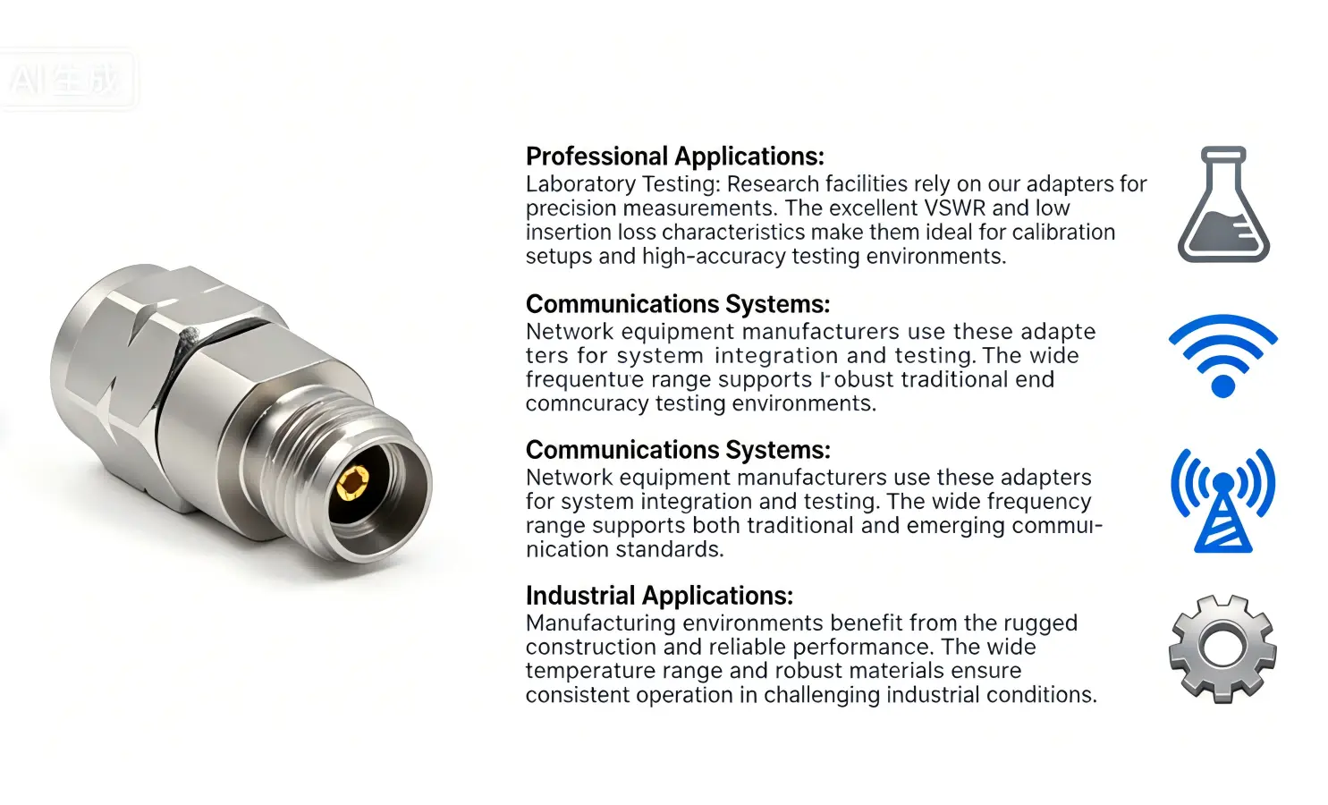 Technical advantages of the 2.4mm male to 2.92mm female adapter