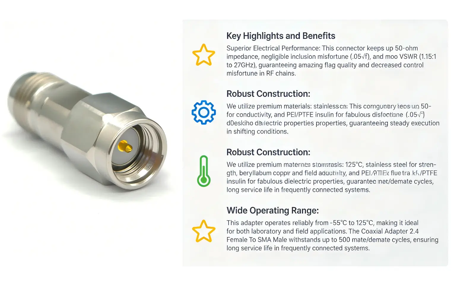 Coaxial adapter 2.4mm female to SMA male: Performance advantages