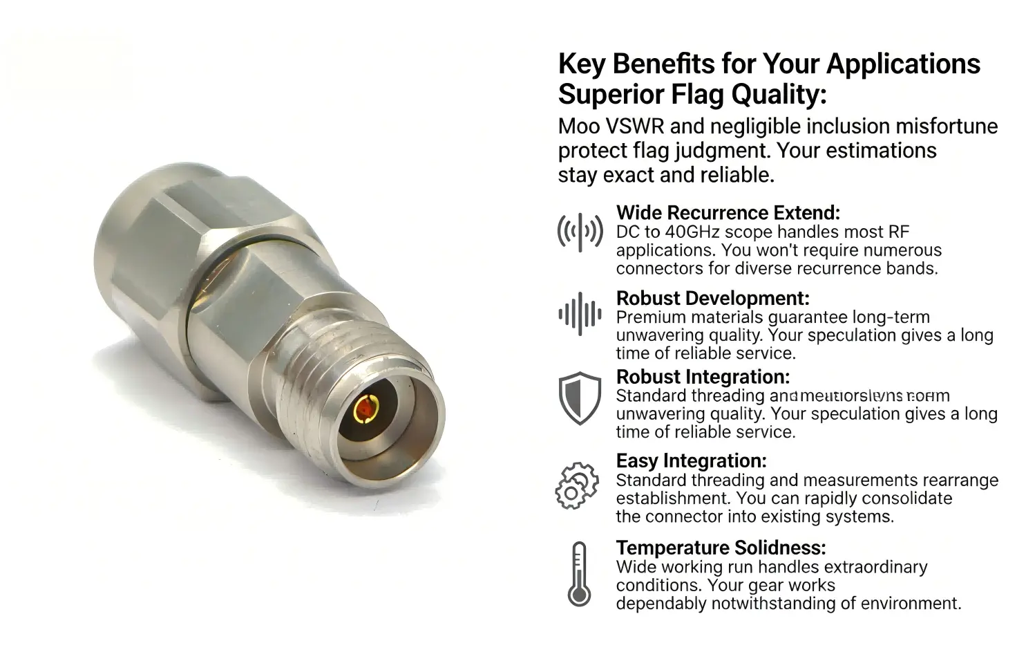 Coaxial Adapter 2.92mm Plug to 2.92mm Socket Key Advantages Coaxial Adapter 2.92mm Plug to 2.92mm Socket Key Advantages