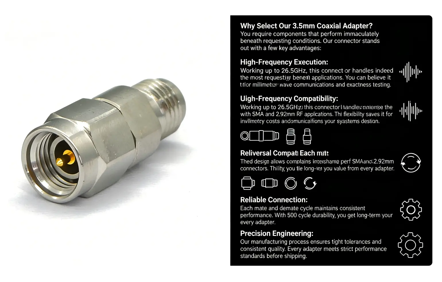 Coaxial adapter with 3.5mm plug to 3.5mm jack - Key features