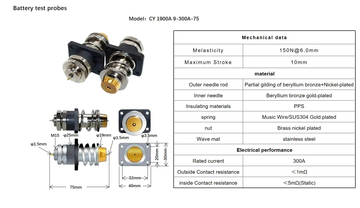 Cylindrical Battery Test Probe Cylindrical Battery Test Probe