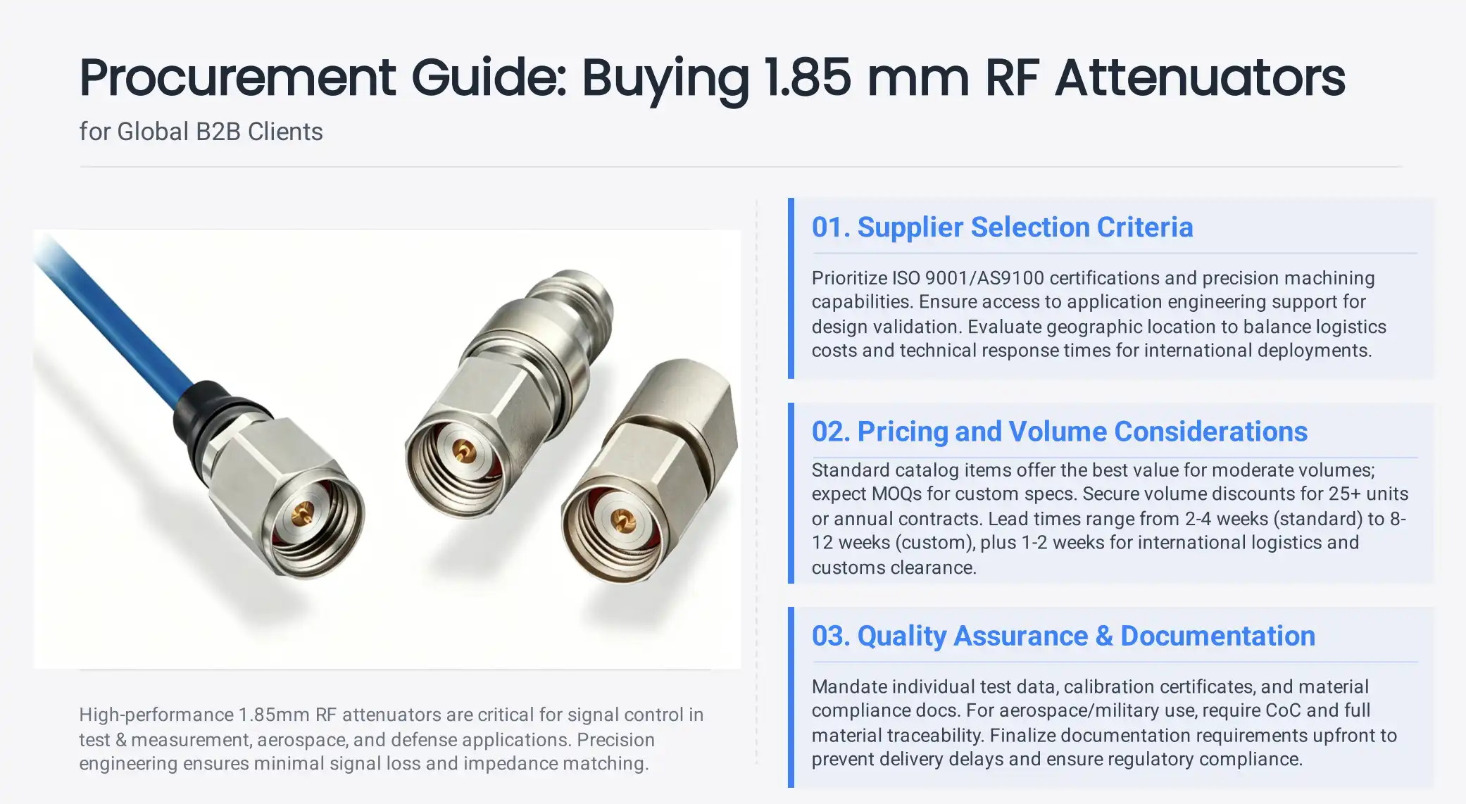 Buying 1.85 mm RF Attenuators for Global B2B Clients Buying 1.85 mm RF Attenuators for Global B2B Clients