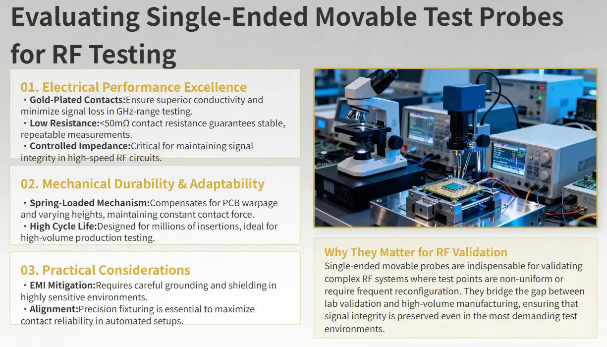 Evaluating Single-Ended Movable Test Probes for RF Testing