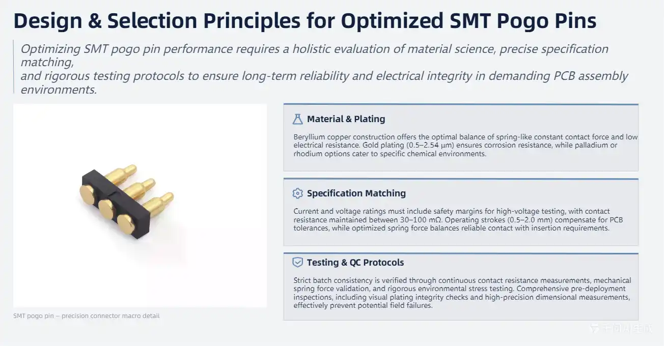 Design and Selection Principles for Optimized SMT Pogo Pin Performance