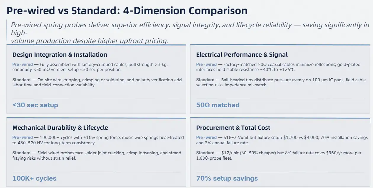 Core Differences Between Pre-wired and Standard Spring Probes