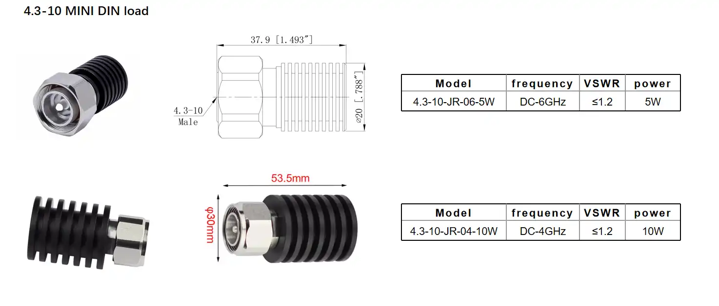 4.3-10 RF coaxial load 4.3-10 RF coaxial load