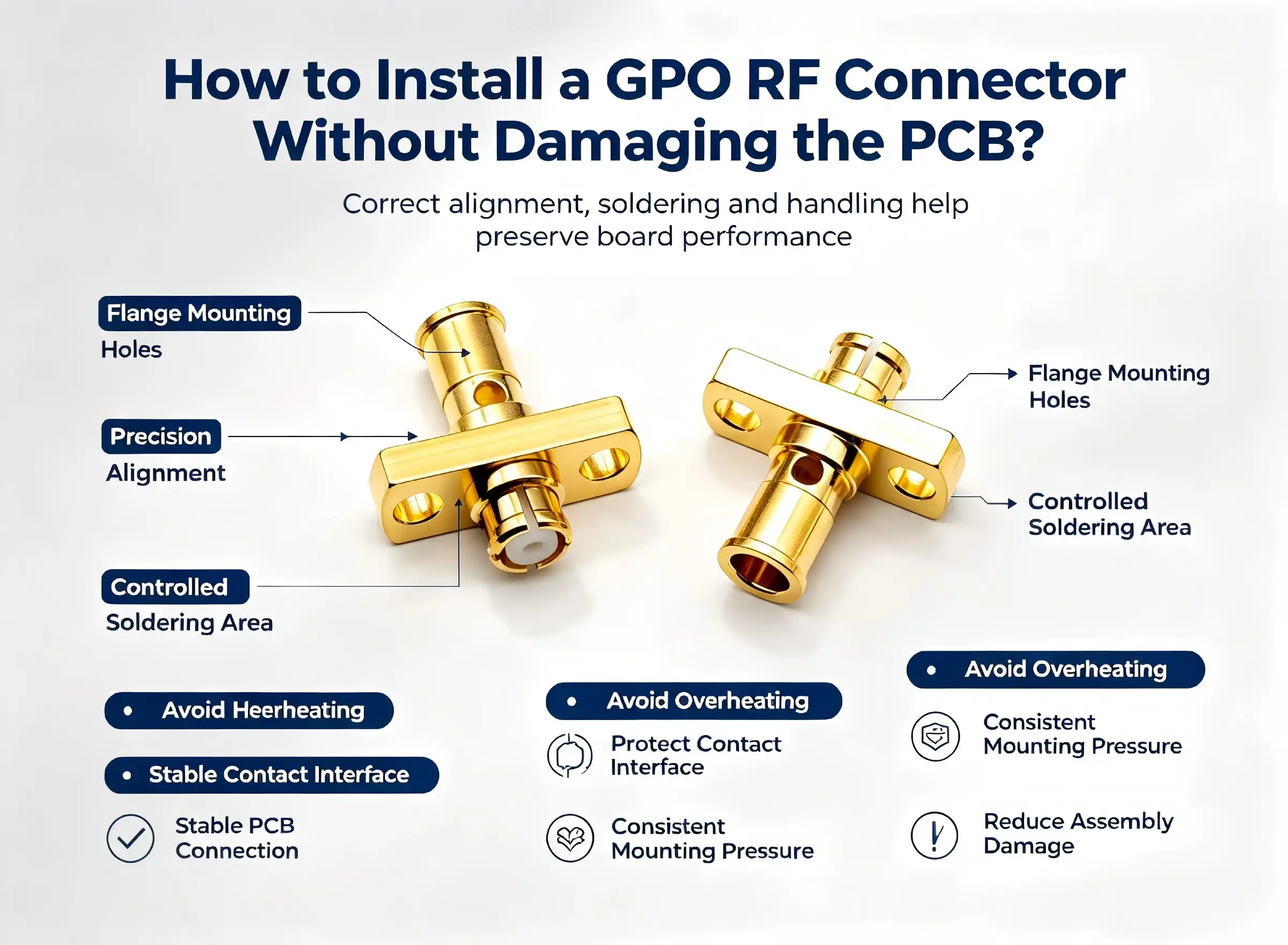 How to Install a GPO RF Connector Without Damaging the PCB?