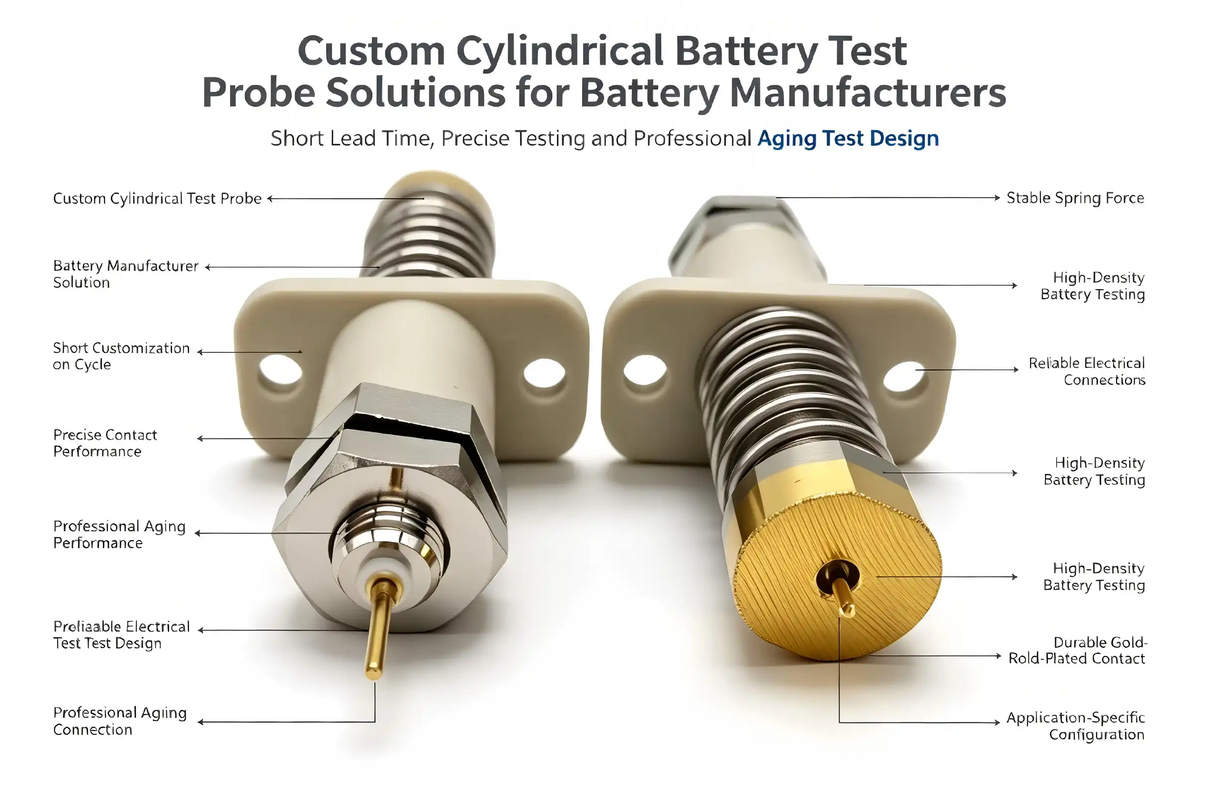 Custom Cylindrical Battery Test Probe Solutions for Battery Manufacturers