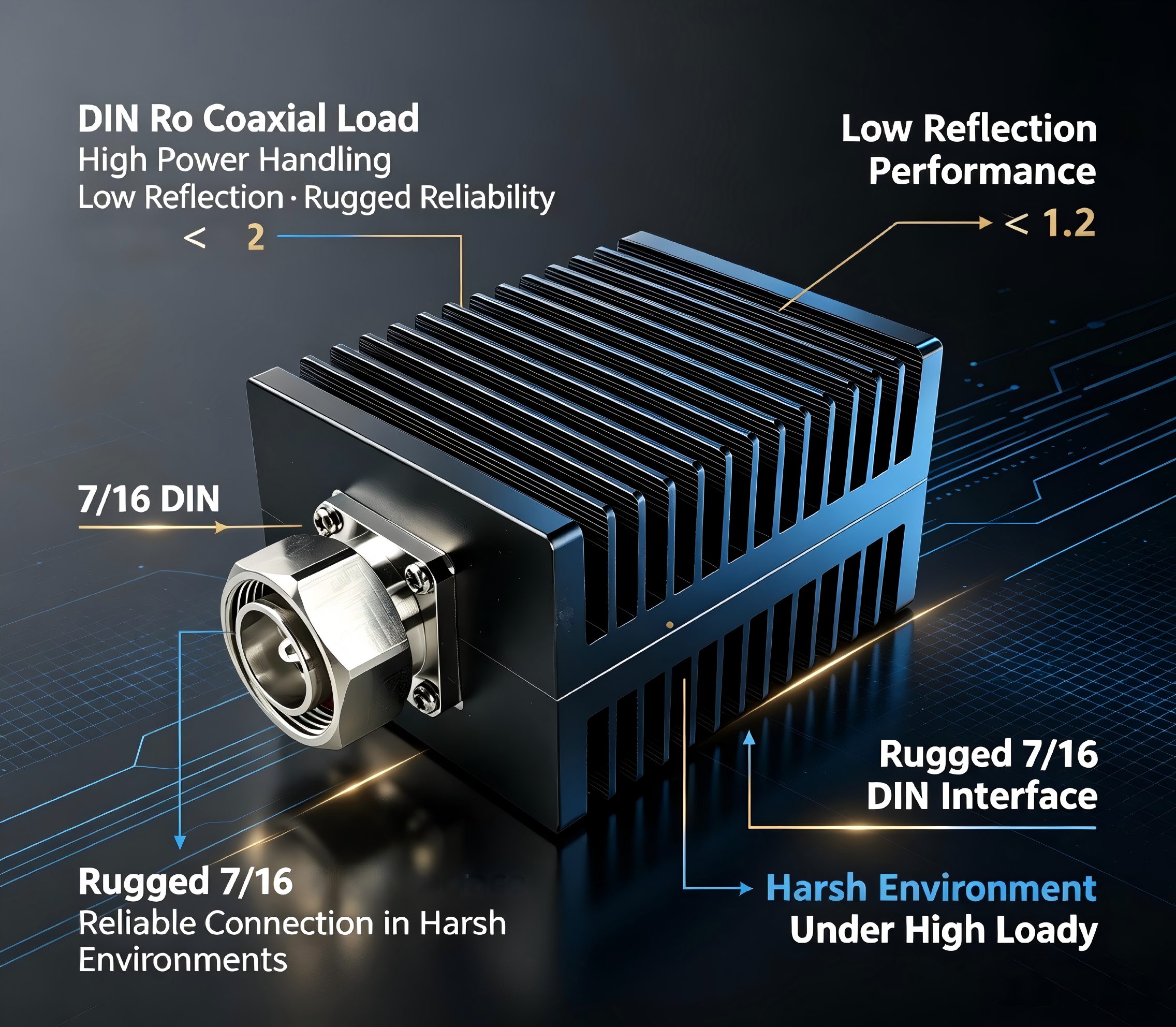 DIN RF Coaxial Loads with Low VSWR for Broadband Applications